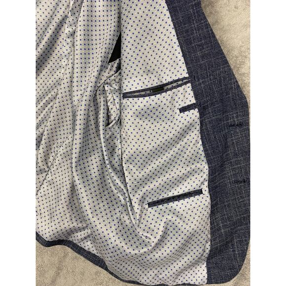 Oak Hill Blazer Mens 2XL Navy Stretch Polka Dot Lined Suit Jacket Career Classic - Picture 5 of 15